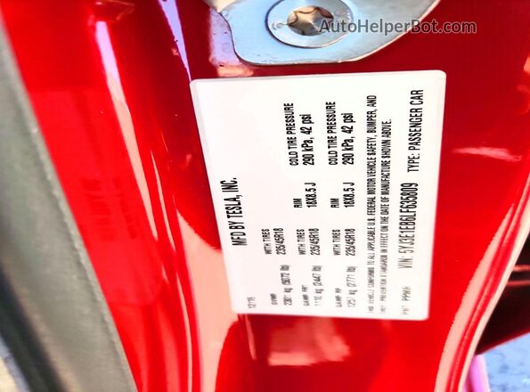 5YJ3E1EB6LF635809 2020 TESLA MODEL Red VIN sticker view