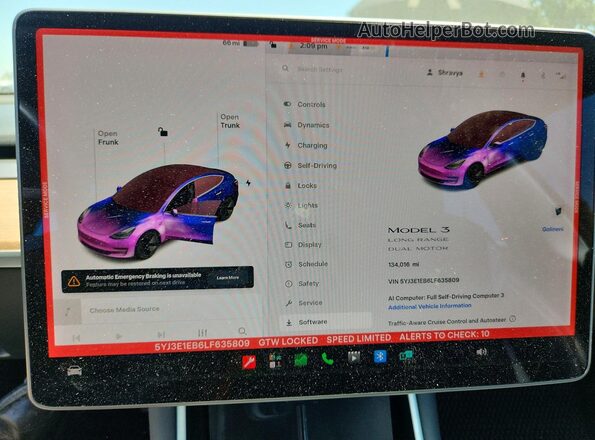 5YJ3E1EB6LF635809 2020 TESLA MODEL Red Instrument cluster view