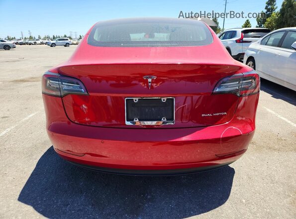 5YJ3E1EB6LF635809 2020 TESLA MODEL Red Rear view