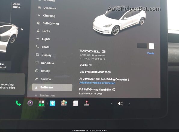 5YJ3E1EB6MF002065 2021 TESLA MODEL 3 White Widok tylnych siedzeń