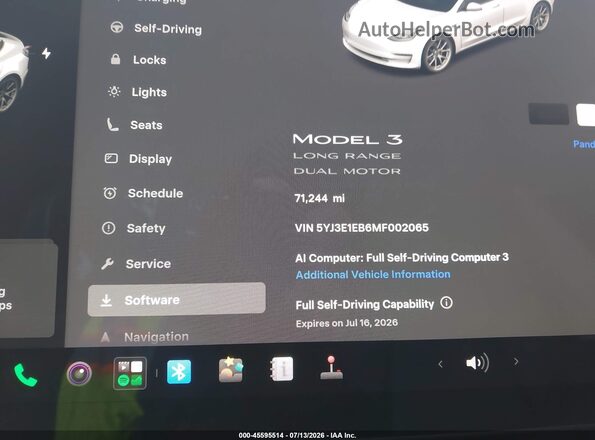 5YJ3E1EB6MF002065 2021 TESLA MODEL 3 White 