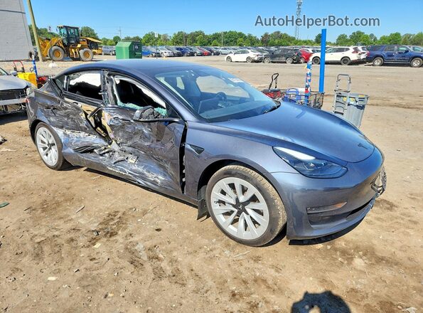 5YJ3E1EB6NF129352 2022 TESLA MODEL Gray Передня права чверть