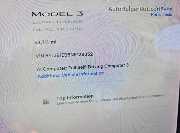 5YJ3E1EB6NF129352 2022 TESLA MODEL Gray Вид щитка приладів