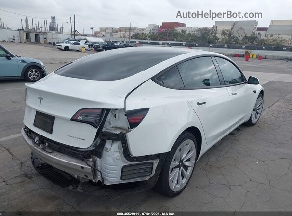 5YJ3E1EB6NF144479 2022 TESLA MODEL 3 White Rear right