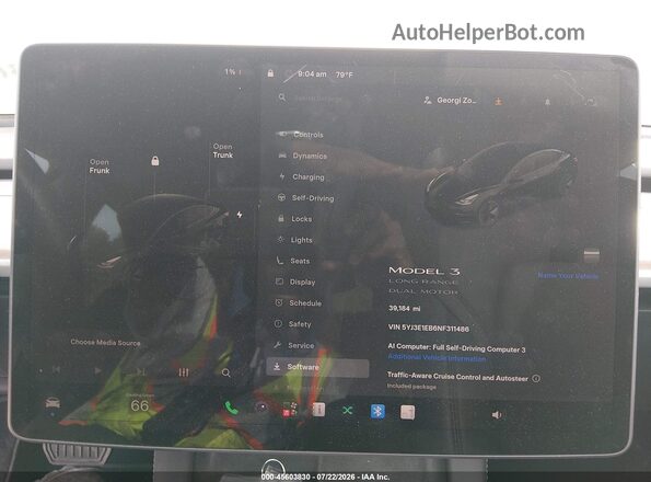 5YJ3E1EB6NF311486 2022 TESLA MODEL 3 Черный 