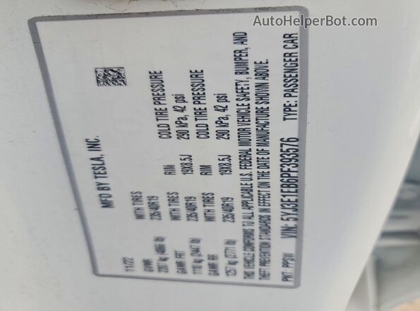 5YJ3E1EB6PF393576 2023 TESLA MODEL Белый Вид подкапотного пространства