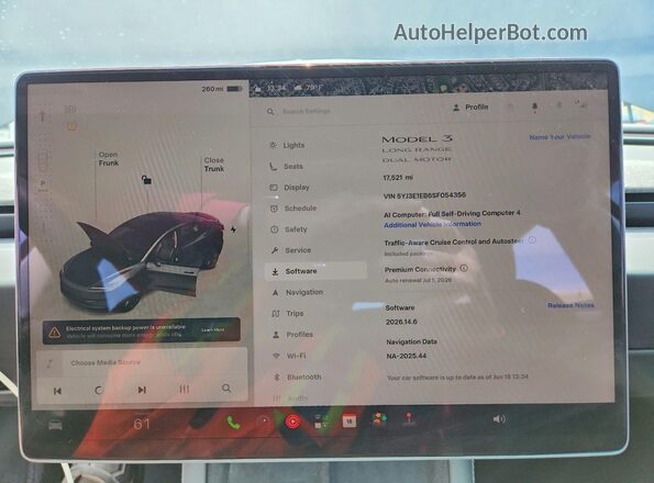 5YJ3E1EB6SF054356 2025 TESLA MODEL Gray Vista del cuadro de instrumentos