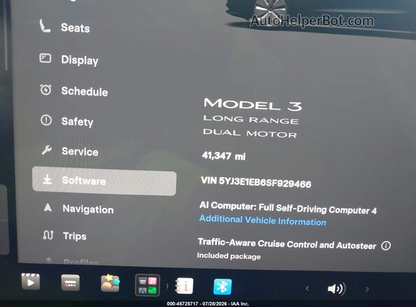 5YJ3E1EB6SF929466 2025 TESLA MODEL 3 Серый Вид задних сидений