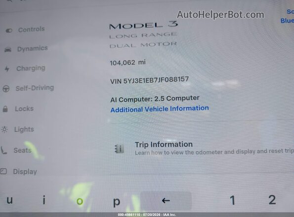 5YJ3E1EB7JF088157 2018 TESLA MODEL 3 Синий 
