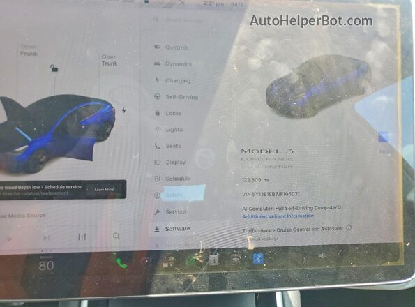 5YJ3E1EB7JF105071 2018 TESLA MODEL Blue Սարքավորումների վահանակի տեսք