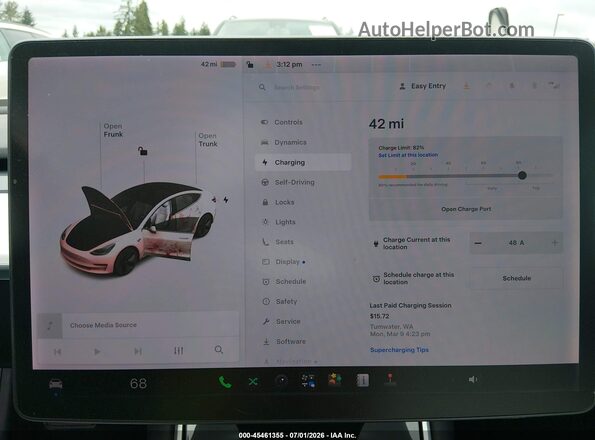5YJ3E1EB7KF494425 2019 TESLA MODEL 3 White 