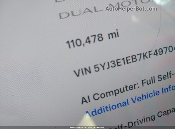 5YJ3E1EB7KF497048 2019 TESLA MODEL 3 Black 