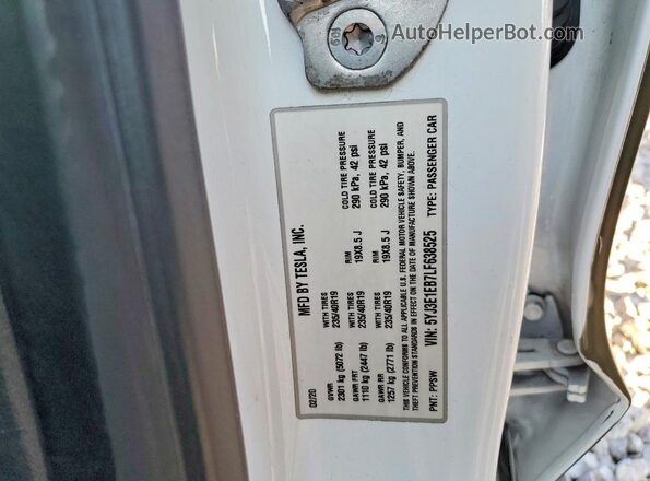 5YJ3E1EB7LF638525 2020 TESLA MODEL Green Engine compartment view