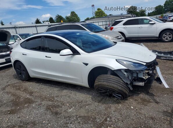 5YJ3E1EB7MF973267 2021 TESLA MODEL Белый Передняя правая четверть