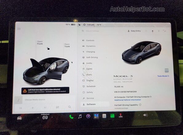 5YJ3E1EB7MF981269 2021 TESLA MODEL Gray Սարքավորումների վահանակի տեսք