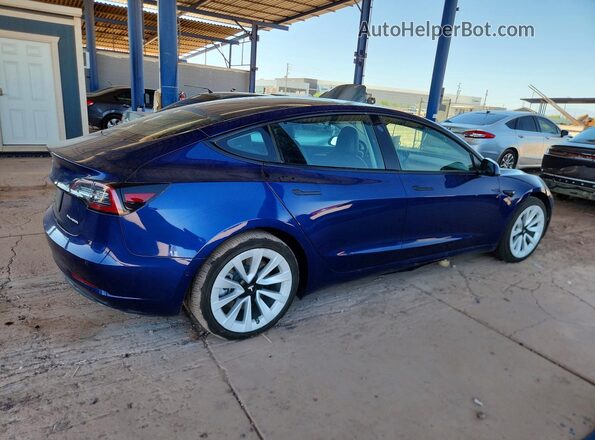 5YJ3E1EB7NF133006 2022 TESLA MODEL Blue Задня права чверть