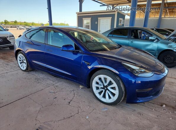 5YJ3E1EB7NF133006 2022 TESLA MODEL Blue Передня права чверть