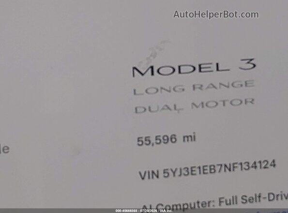 5YJ3E1EB7NF134124 2022 TESLA MODEL 3 Red 