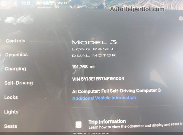 5YJ3E1EB7NF191004 2022 TESLA MODEL 3 Beige 