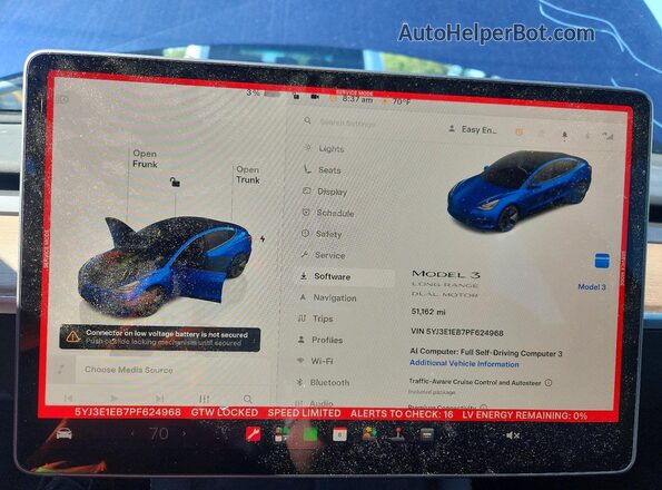 5YJ3E1EB7PF624968 2023 TESLA MODEL Blue Вид щитка приладів