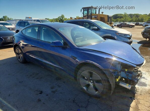 5YJ3E1EB7PF624968 2023 TESLA MODEL Blue Передня права чверть