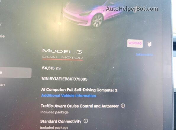 5YJ3E1EB8JF079385 2018 TESLA MODEL Серый Вид щитка приборов