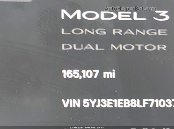 5YJ3E1EB8LF710378 2020 TESLA MODEL 3 Black Սալոնի 360 աստիճան տեսք