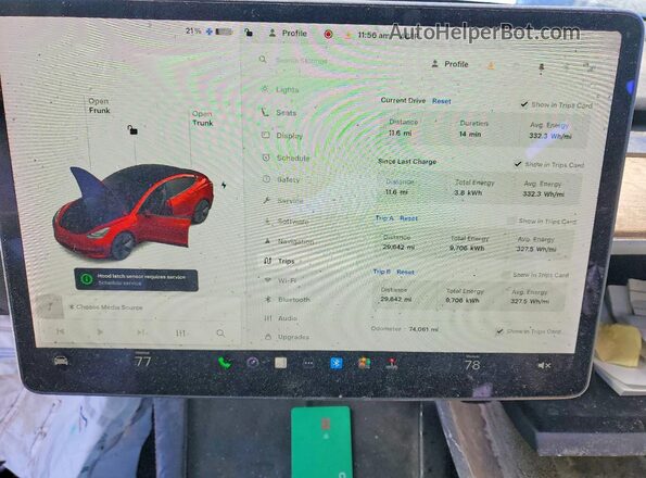 5YJ3E1EB8MF054958 2021 TESLA MODEL Blue Widok zestawu wskaźników