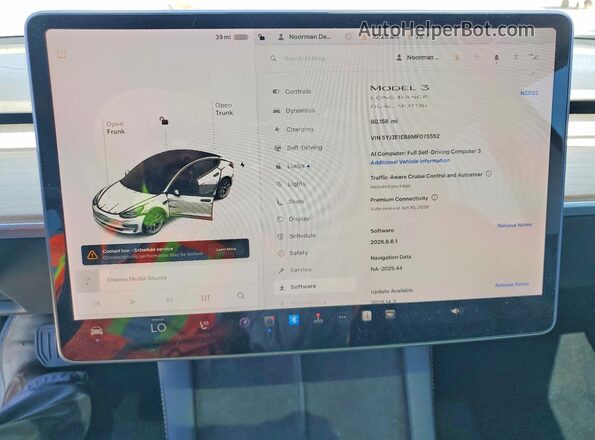 5YJ3E1EB8MF075552 2021 TESLA MODEL Black Սարքավորումների վահանակի տեսք