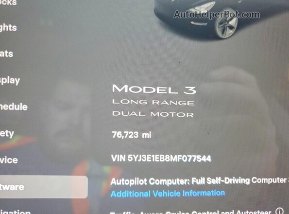 5YJ3E1EB8MF077544 2021 TESLA MODEL Черный Вид щитка приборов