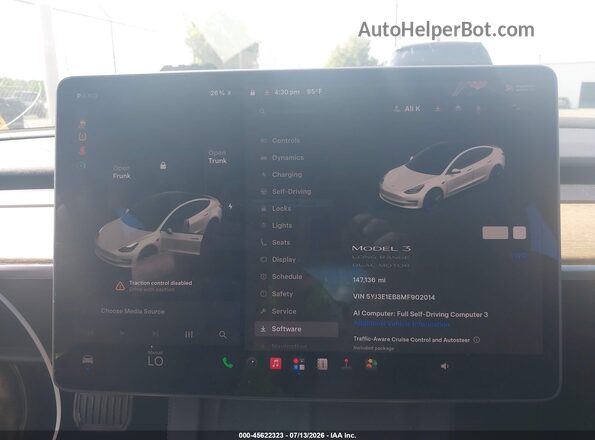 5YJ3E1EB8MF902014 2021 TESLA MODEL 3 White Vista de los asientos traseros