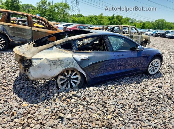 5YJ3E1EB8MF924482 2021 TESLA MODEL Синий Задняя правая четверть