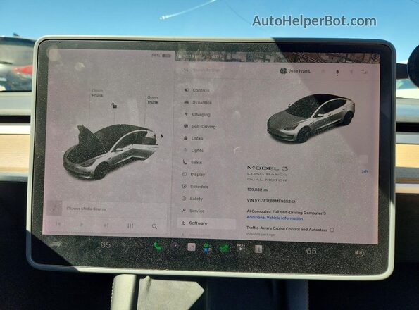 5YJ3E1EB8MF928242 2021 TESLA MODEL White Вид щитка приладів