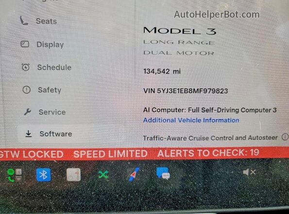 5YJ3E1EB8MF979823 2021 TESLA MODEL Blue Vista del cuadro de instrumentos