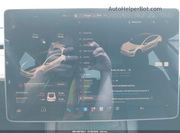 5YJ3E1EB8MF997982 2021 TESLA MODEL 3 White Вид задніх сидінь