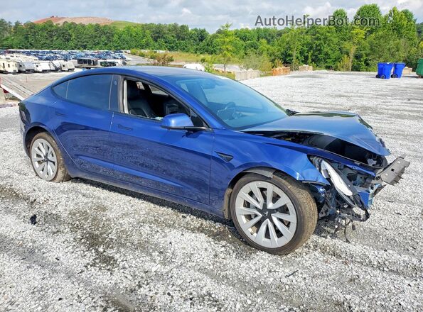 5YJ3E1EB8NF192632 2022 TESLA MODEL Синий Передняя правая четверть