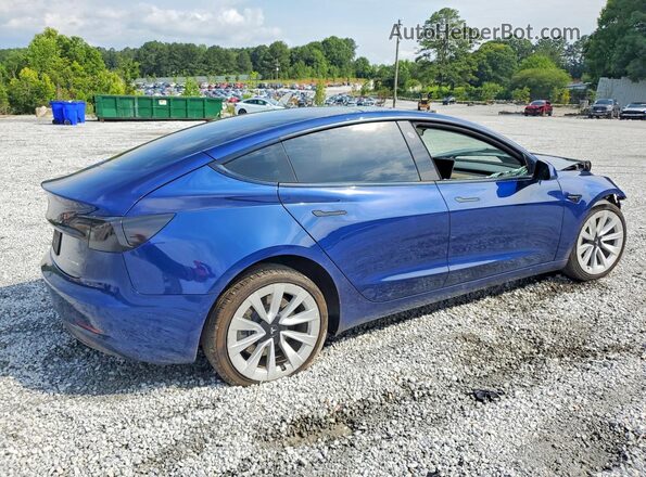 5YJ3E1EB8NF192632 2022 TESLA MODEL Синий Задняя правая четверть