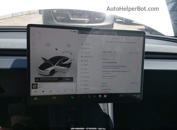 5YJ3E1EB8SF911955 2025 TESLA MODEL 3 White 