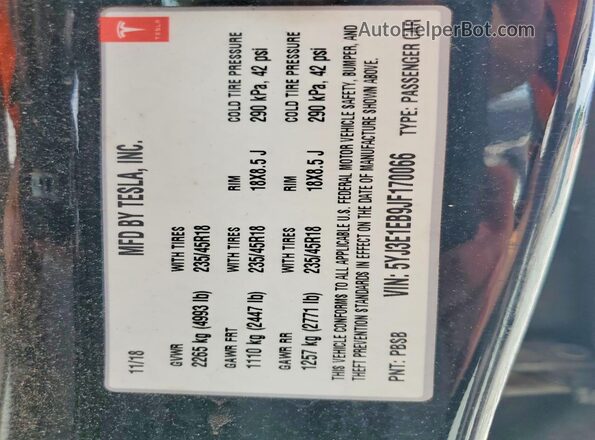 5YJ3E1EB9JF170066 2018 TESLA MODEL Black Vista del compartimento del motor