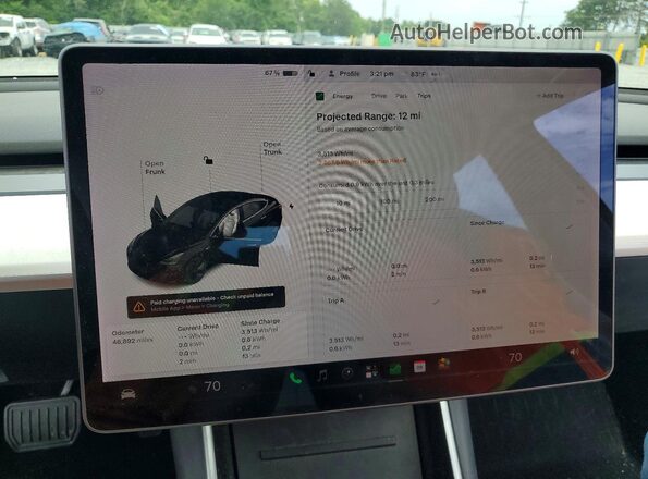 5YJ3E1EB9JF170066 2018 TESLA MODEL Black Vista del cuadro de instrumentos