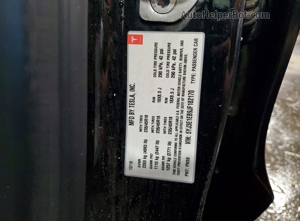 5YJ3E1EB9JF182170 2018 TESLA MODEL Black Engine compartment view