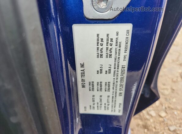 5YJ3E1EB9LF635741 2020 TESLA MODEL Blue Vista del compartimento del motor