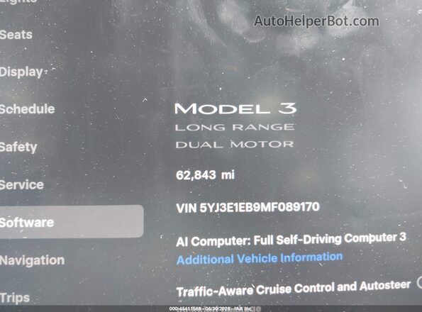5YJ3E1EB9MF089170 2021 TESLA MODEL 3 Gray 
