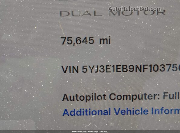 5YJ3E1EB9NF103750 2022 TESLA MODEL 3 White Вид задніх сидінь