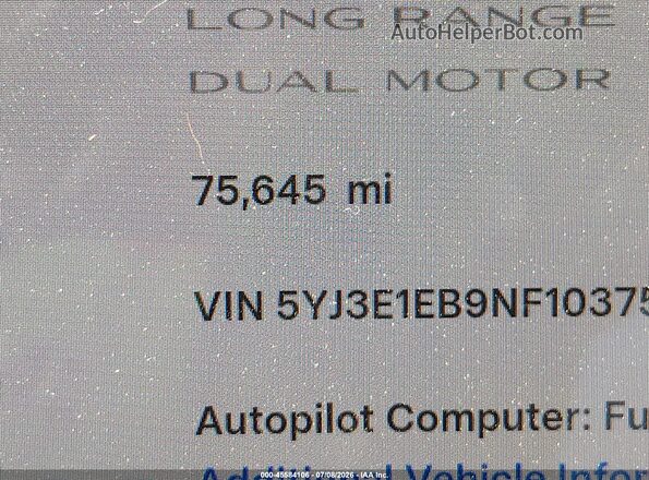 5YJ3E1EB9NF103750 2022 TESLA MODEL 3 White Вид задньої частини салону