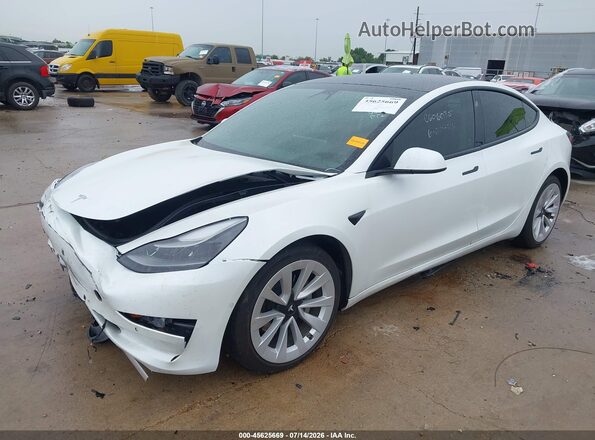 5YJ3E1EB9NF119642 2022 TESLA MODEL 3 White წინა მარცხენა ხედი სამი მეოთხედიდან