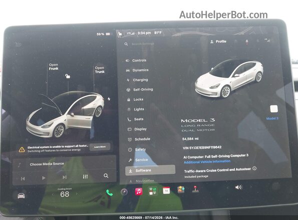 5YJ3E1EB9NF119642 2022 TESLA MODEL 3 White უკანა სავარძლების ხედი