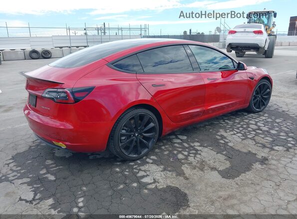 5YJ3E1EB9NF130656 2022 TESLA MODEL 3 Красный Задняя правая четверть