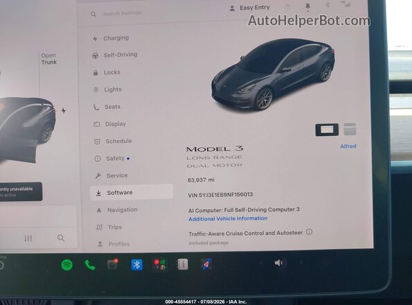 5YJ3E1EB9NF156013 2022 TESLA MODEL 3 Gray 