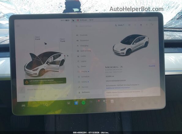 5YJ3E1EB9NF255091 2022 TESLA MODEL 3 White Вид задніх сидінь